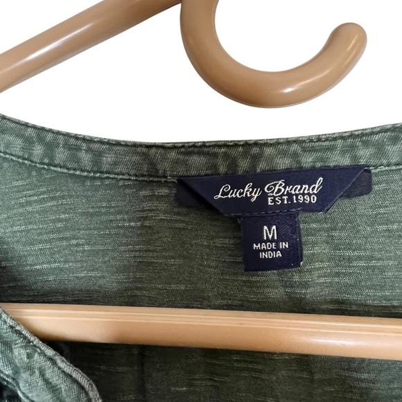 Lucky brand Heritage Green Peasant Top Size Medium - Picture 3 of 5
